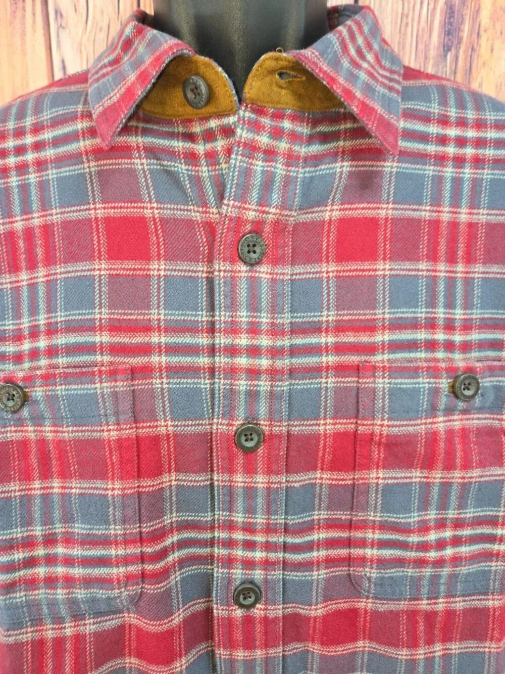 Orvis Mens Classic Fit Red Plaid Button-up Shirt Size Large